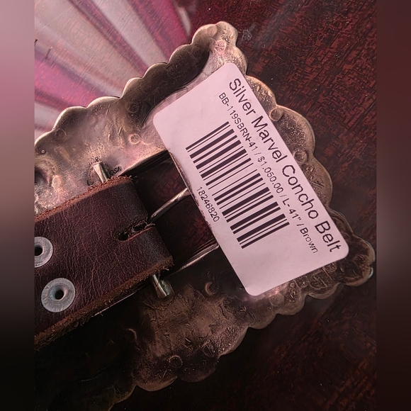 NWT Rodeo Quincy Marvel Western Brown Leather Belt Silver Conchos Large 41 - Picture 4 of 6